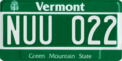 VT license plate NUU022