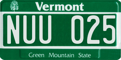 VT license plate NUU025