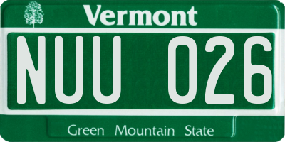 VT license plate NUU026