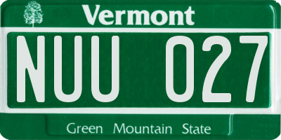 VT license plate NUU027