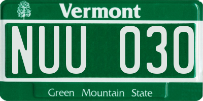 VT license plate NUU030