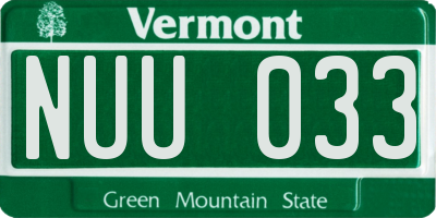 VT license plate NUU033
