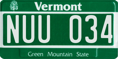 VT license plate NUU034