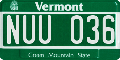 VT license plate NUU036