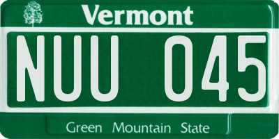 VT license plate NUU045