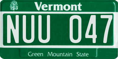 VT license plate NUU047