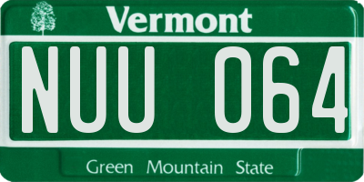 VT license plate NUU064