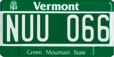 VT license plate NUU066