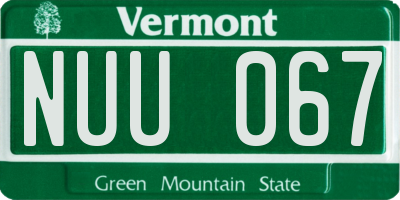 VT license plate NUU067