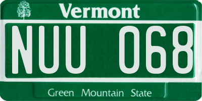 VT license plate NUU068