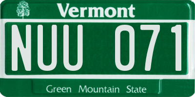 VT license plate NUU071