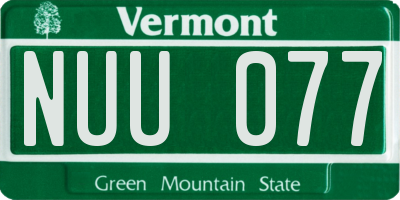 VT license plate NUU077