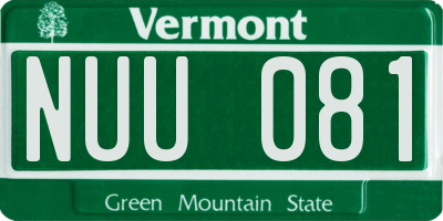 VT license plate NUU081