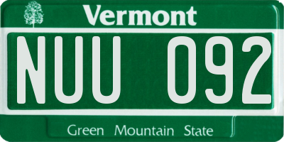 VT license plate NUU092