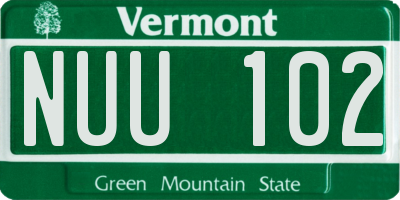 VT license plate NUU102
