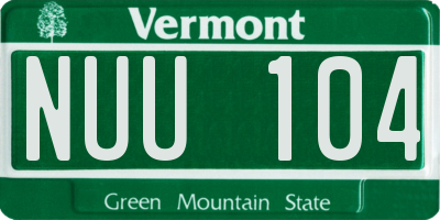 VT license plate NUU104