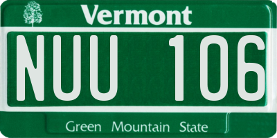 VT license plate NUU106