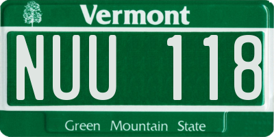 VT license plate NUU118