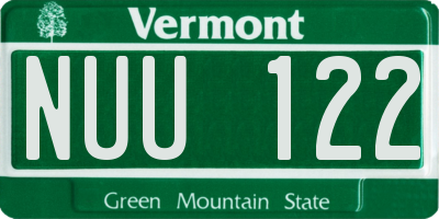 VT license plate NUU122
