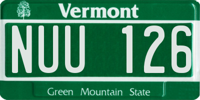 VT license plate NUU126