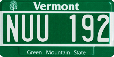 VT license plate NUU192