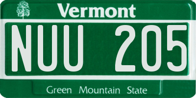 VT license plate NUU205