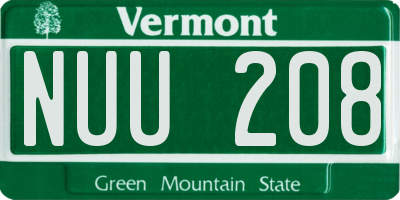 VT license plate NUU208