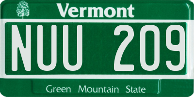 VT license plate NUU209