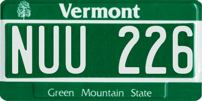 VT license plate NUU226