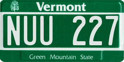VT license plate NUU227