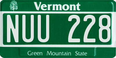 VT license plate NUU228