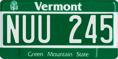 VT license plate NUU245