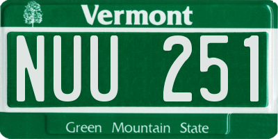 VT license plate NUU251