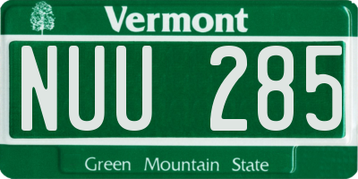 VT license plate NUU285