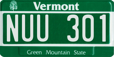 VT license plate NUU301