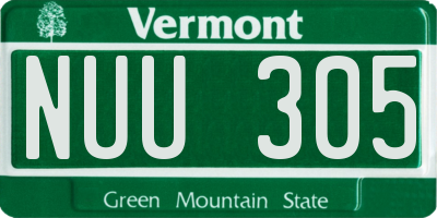 VT license plate NUU305