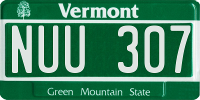 VT license plate NUU307