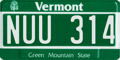 VT license plate NUU314