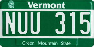 VT license plate NUU315