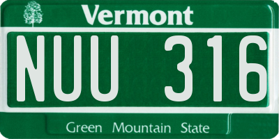 VT license plate NUU316
