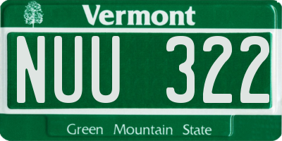 VT license plate NUU322