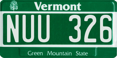 VT license plate NUU326