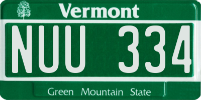 VT license plate NUU334