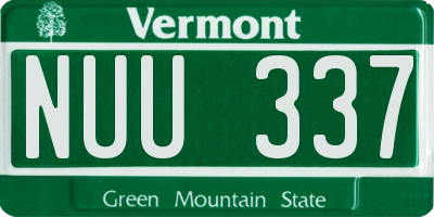 VT license plate NUU337