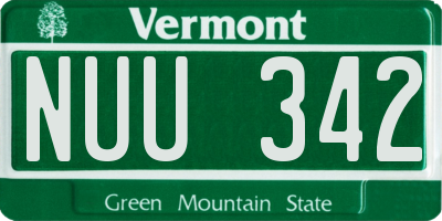 VT license plate NUU342