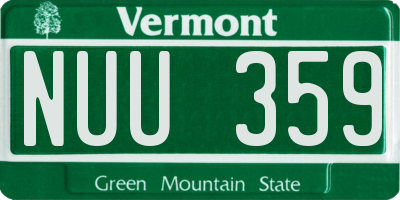 VT license plate NUU359