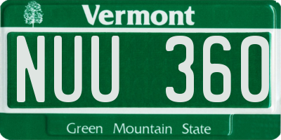 VT license plate NUU360