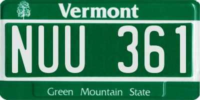VT license plate NUU361