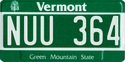 VT license plate NUU364