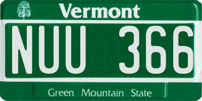 VT license plate NUU366
